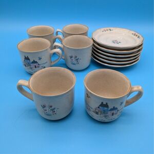 International Tableworks Heartland 7774 Stoneware Cups / Saucer Set of 6